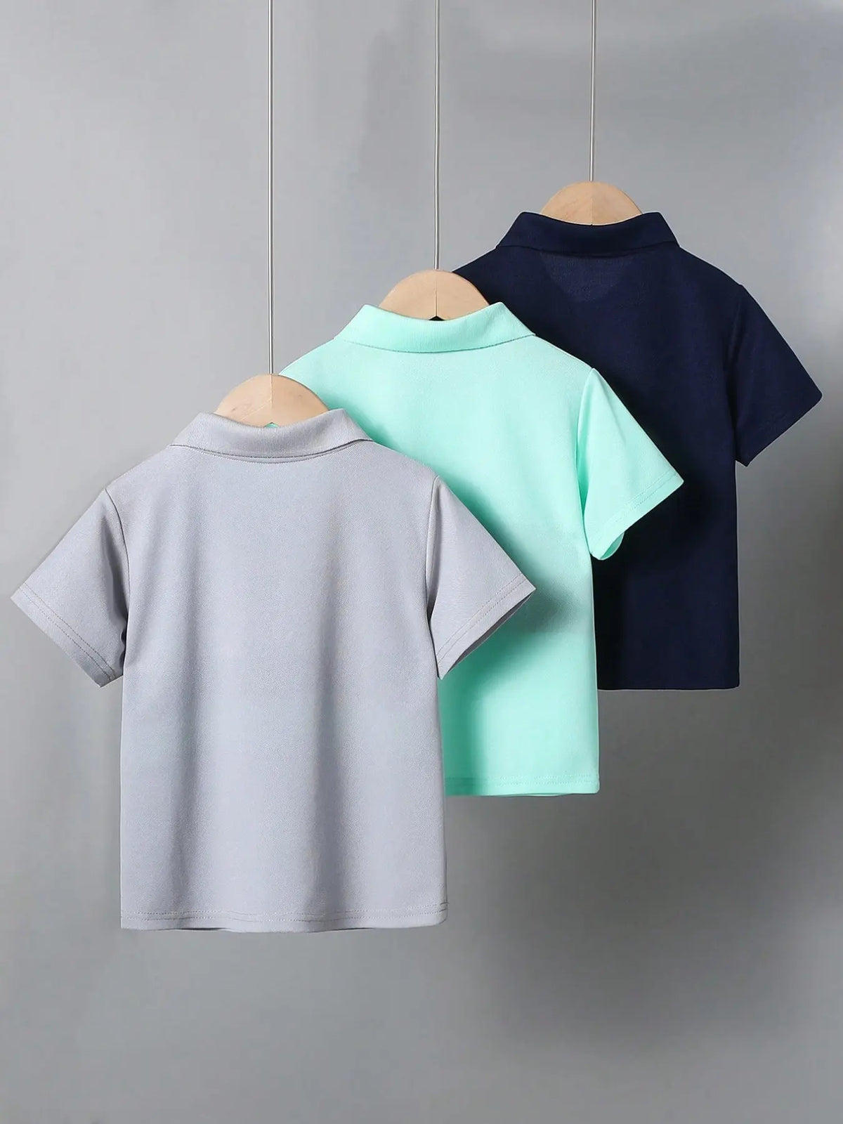 3-Piece Kids' Polo Shirt Set, Horse Print Polo, Patchwork Color Block Design, Ideal for Daily Wear & School, Cute Shirts for Summer