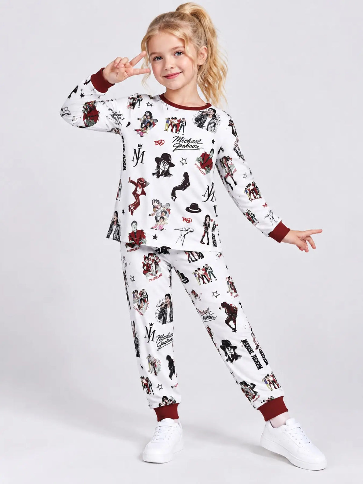 Halloween Kids Print Long Sleeve Pajama Set, Ghost Print Pajamas, Soft Fabric, Fall Winter Sleepwear, Ages 5-14