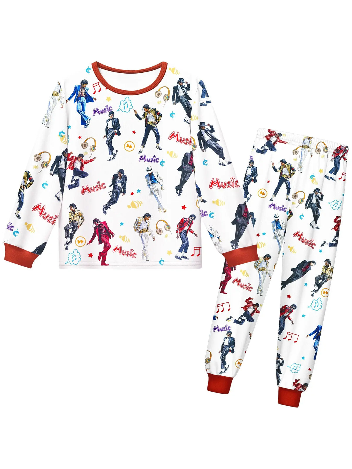 Halloween Kids Print Long Sleeve Pajama Set, Ghost Print Pajamas, Soft Fabric, Fall Winter Sleepwear, Ages 5-14