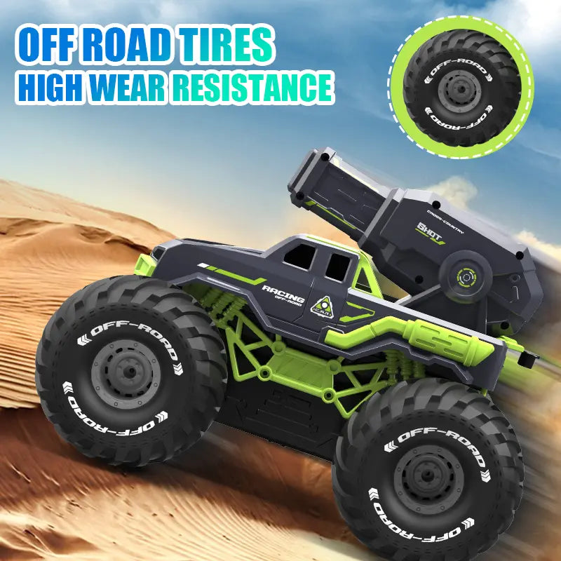 Unisex RC 4WD Amphibious Water Cannon Truck for Hobbyists, Remote Control Beach Toy, Built-In Batteries, 10M Range, Dual Control, Massive Off-Road Tires, Durable Design, Powerful Water Cannon, Rc Cars