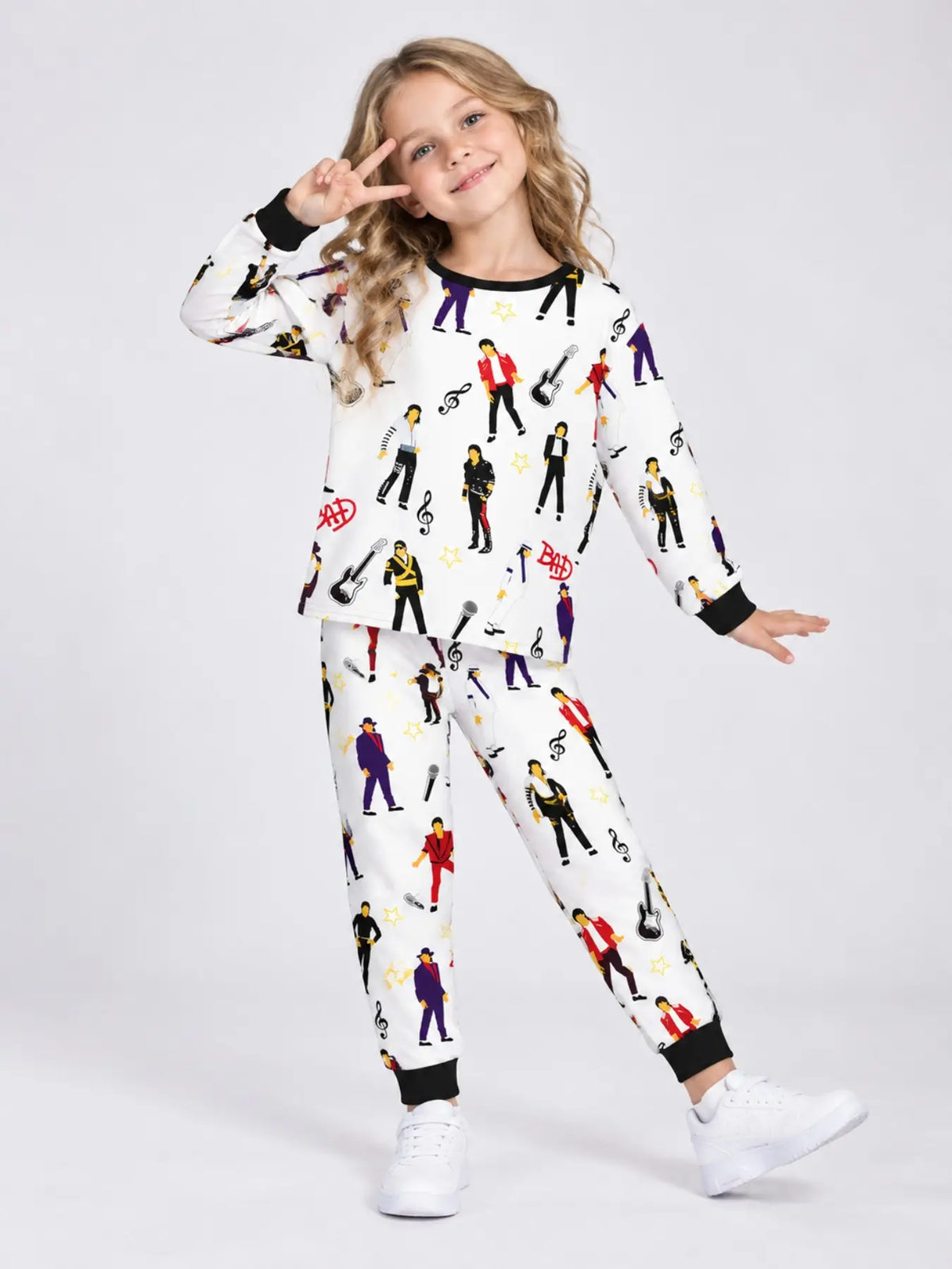 Halloween Kids Print Long Sleeve Pajama Set, Ghost Print Pajamas, Soft Fabric, Fall Winter Sleepwear, Ages 5-14