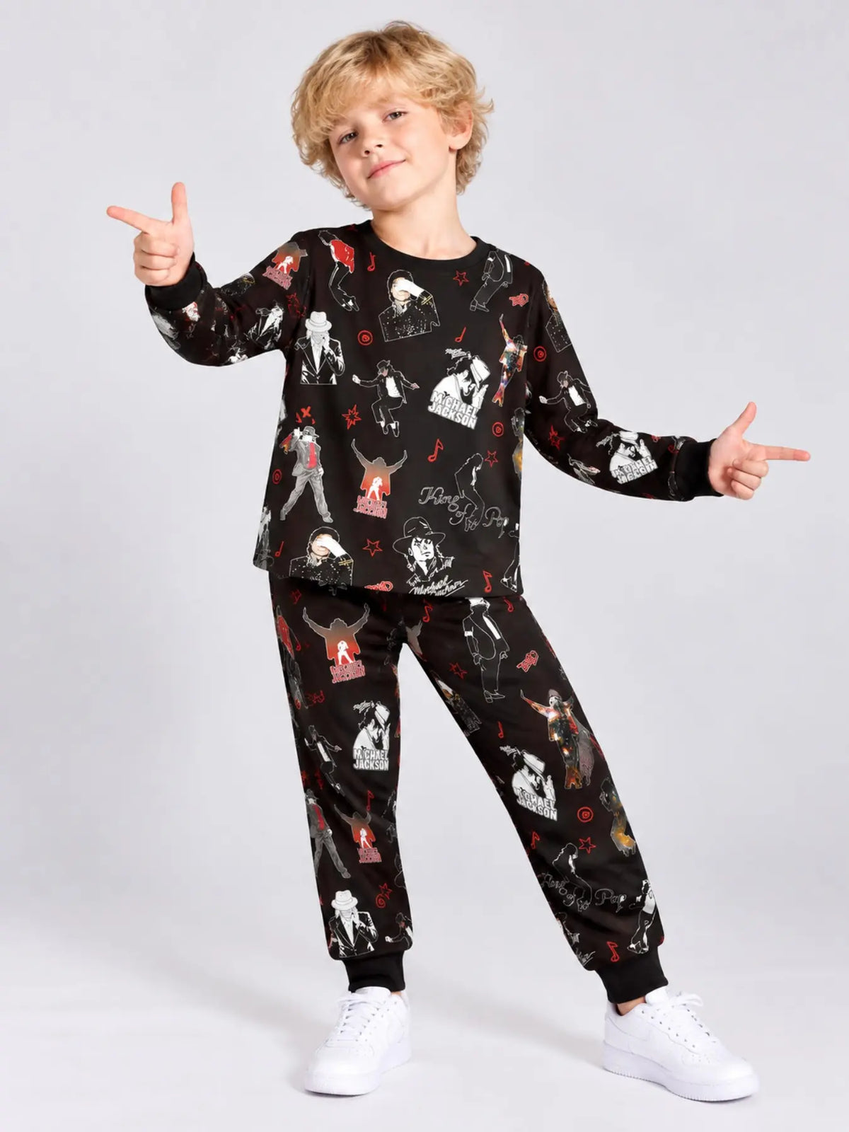 Halloween Kids Print Long Sleeve Pajama Set, Ghost Print Pajamas, Soft Fabric, Fall Winter Sleepwear, Ages 5-14