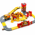 Construction Track Set for Kids, Engineering Truck Track Toy with Dump Truck, Crane, Rock Loading Station, Conveyor Ramp & Construction Site Playset for Boys Girls