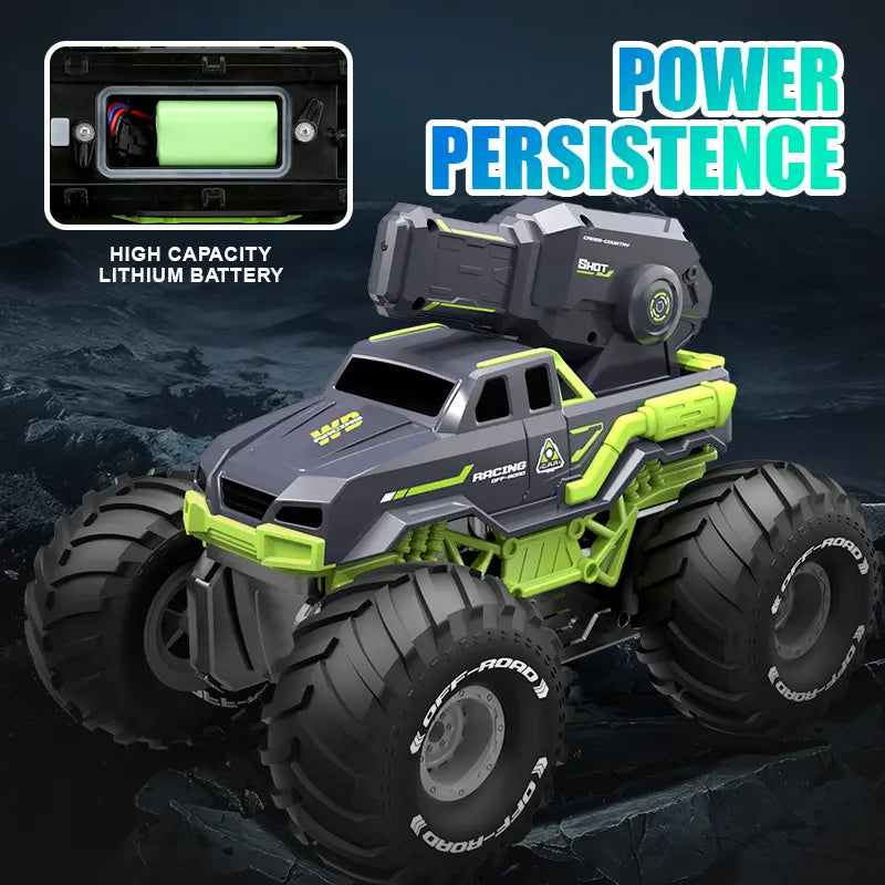 Unisex RC 4WD Amphibious Water Cannon Truck for Hobbyists, Remote Control Beach Toy, Built-In Batteries, 10M Range, Dual Control, Massive Off-Road Tires, Durable Design, Powerful Water Cannon, Rc Cars