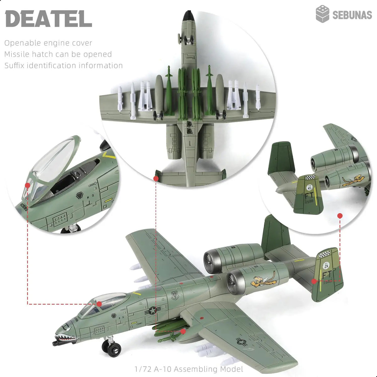1/72 Scale USAF A-10 Thunderbolt II Warthog Military Plastic Assembly Model Kit - 43-Piece, Highly Detailed, Accurate Paint Scheme, Panel Line Realism, Collector-Grade Look, Battlefield Legend Aviation Building Toy Gift for Kids