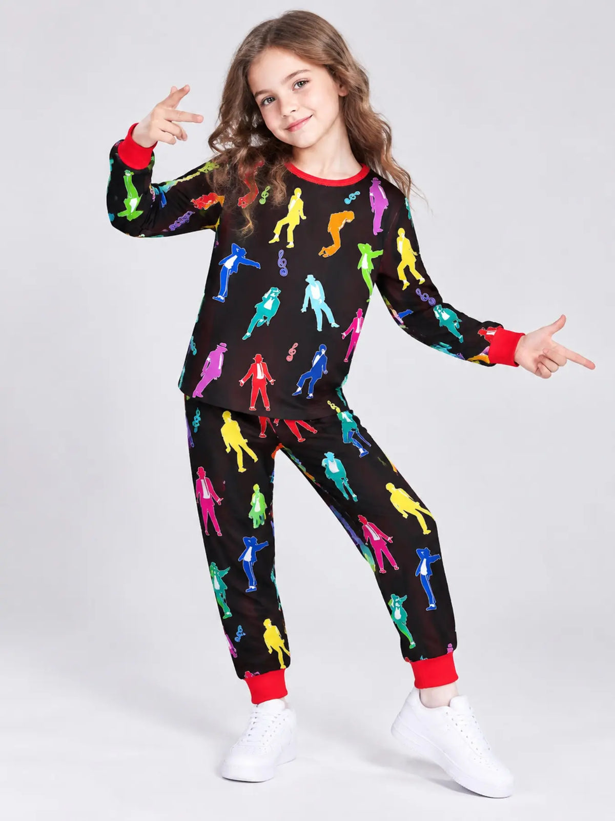 Halloween Kids Print Long Sleeve Pajama Set, Ghost Print Pajamas, Soft Fabric, Fall Winter Sleepwear, Ages 5-14