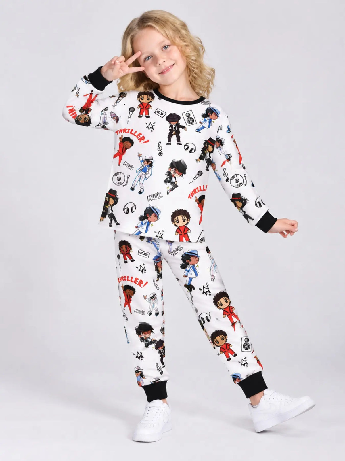 Halloween Kids Print Long Sleeve Pajama Set, Ghost Print Pajamas, Soft Fabric, Fall Winter Sleepwear, Ages 5-14