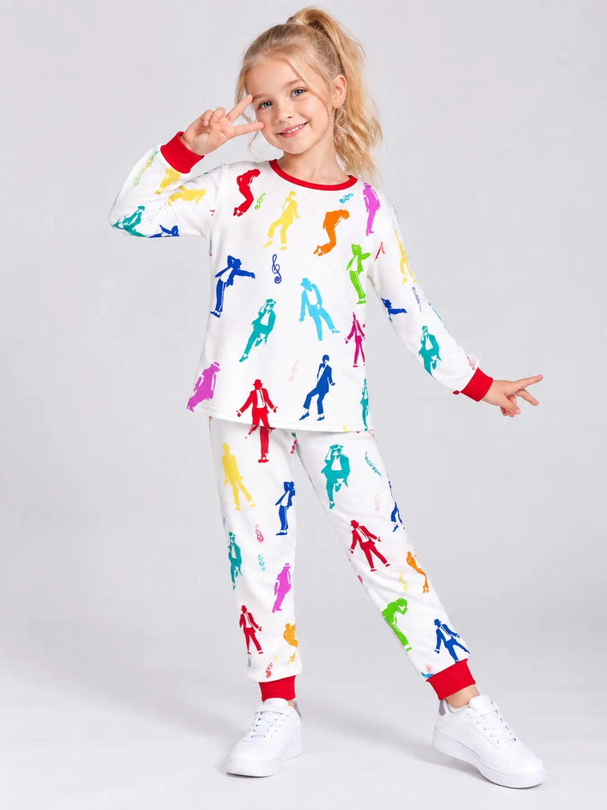 Halloween Kids Print Long Sleeve Pajama Set, Ghost Print Pajamas, Soft Fabric, Fall Winter Sleepwear, Ages 5-14