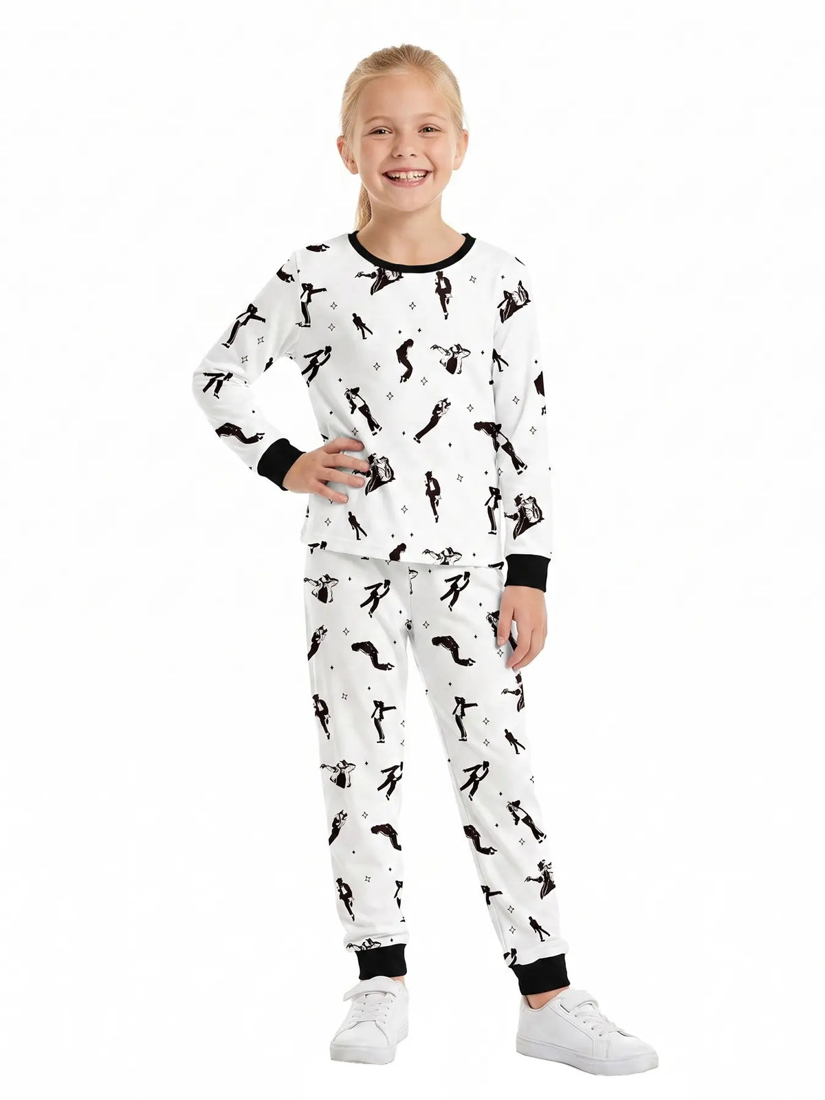 Halloween Kids Print Long Sleeve Pajama Set, Ghost Print Pajamas, Soft Fabric, Fall Winter Sleepwear, Ages 5-14