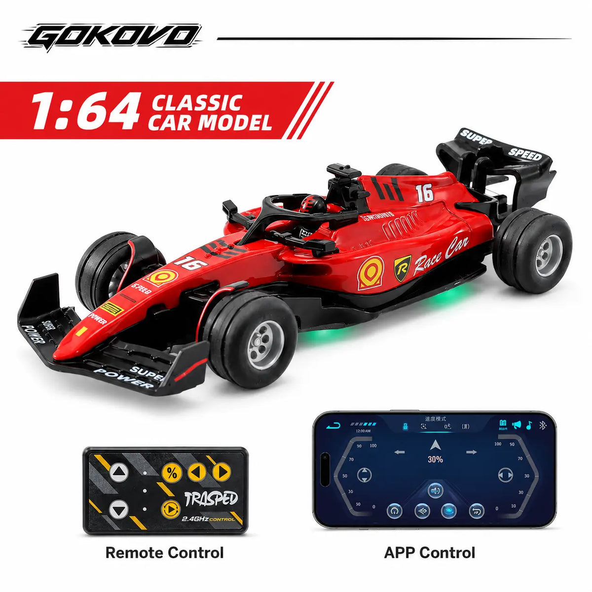 Mini coche teledirigido de carreras escala 1:64 - vista principal