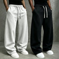 American High Street Knitted Wide Leg Sweatpants for Boys, Trendy Brand, Loose Large Straight Tube, Hanging Feeling, Sports Pants, Drawstring, Elastic Waist, Versatile