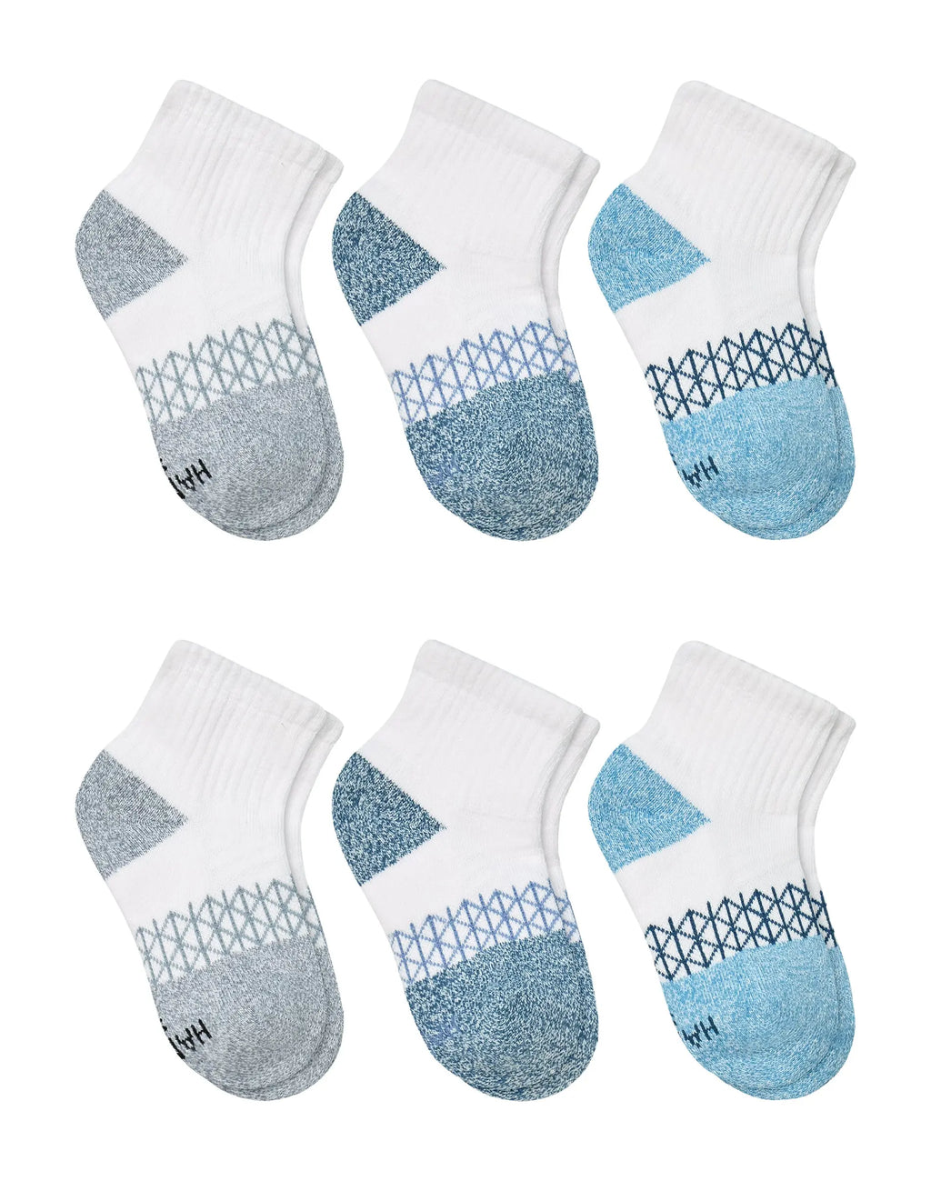 Hanes Absolute Active Boys' Ankle Socks Pack, 6-Pack, Moisture-Wicking ' Athletic