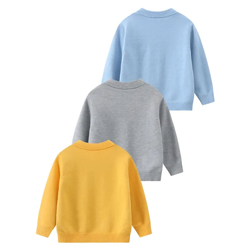 #Sohochic Boys' 3-Piece Classic Crew Neck Long-Sleeve Warm Knitted Top Set - Festive Preppy Diamond-Pattern Autumn Winter Clothing for 3-4 Years Old Kids